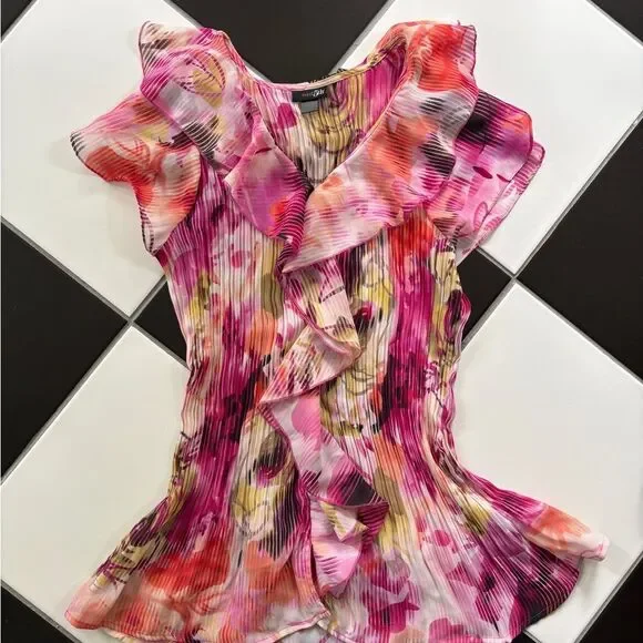 East 5th Multicolor Floral Ruffle Blouse - Picture 2 of 10